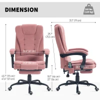 Vinsetto 7-Point Vibrating Massage Chair, Reclining Office Chair with Footrest, Reclining Back, Adjustable Height, Pink(m-3)