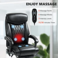 HOMCOM 6 Point Massage Office Chair with Remote, Ergonomic Reclining Computer Desk Chair with Footrest, Side Pocket, Black(m-4)