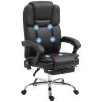 Vinsetto Massage Office Chair, Reclining Executive Office Chair with 6-Point Vibration, Footrest and High Back, Black(m-11)