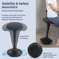 HOMCOM Swivel Standing Desk Chair, Backless Wobble Stool Chair, Adjustable Active Ergonomic Standing Stool with Rocking Motion(m-7)