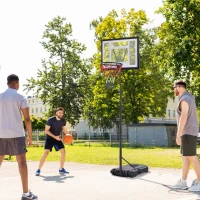 Soozier 5-7FT Basketball Hoop and Stand Backboard, Height Adjustable with Wheels for Youth Outdoor(m-8)