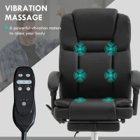 Vinsetto Massage Office Chair, Reclining Executive Office Chair with 6-Point Vibration, Footrest and High Back, Black(m-4)