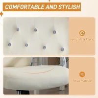 Vinsetto Vanity Office Chair, Velvet Computer Desk Chair with Swivel Wheels, Adjustable Height, Tilt Function, Beige(m-4)