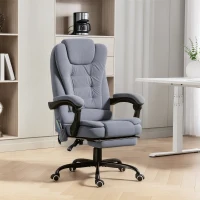 Vinsetto 7-Point Vibrating Massage Chair, Reclining Office Chair with Footrest, Reclining Back, Adjustable Height, Grey(m-1)
