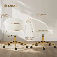 HOMCOM Office Chair, Teddy Fleece Upholstered Vanity Desk Chair, Cream White(m-3)