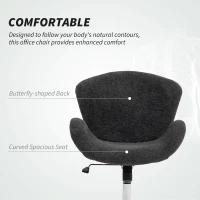 HOMCOM Swivel Office Chair, Velvet Desk Chair with Wide Bucket Seat, Butterfly Back, Tilt Function and Round Base, Dark Grey(m-4)