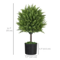 HOMCOM Set of 2 Decorative Artificial Plants, Cedar Topiary Trees in Pots, Fake Plants for Home Indoor outdoor Decor, Green(m-3)