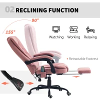 Vinsetto 7-Point Vibrating Massage Chair, Reclining Office Chair with Footrest, Reclining Back, Adjustable Height, Pink(m-5)