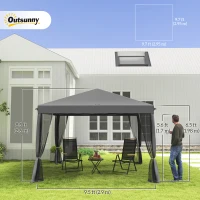 Outsunny 10' x 10' Pop Up Canopy Tent Gazebo, Foldable Canopy Tent with Zipper Mesh Sidewalls, Light Grey(m-3)