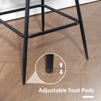 HOMCOM Set of 2 Counter Height Barstools, PU Leather Upholstered Bar Stools with Backrest, Footrest and Steel Legs, Black(m-9)