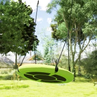 Qaba 100cm Diameter Nest Seat for Kids with Height Adjustable Hanging Ropes for Outdoor, Playground, Garden, Green(m-9)