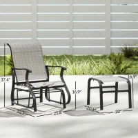 Outsunny Outdoor Glider with Ottoman, Patio Glider Chair Set with High Back, Wide Seat for Porch, Garden, Backyard, Gray(m-3)