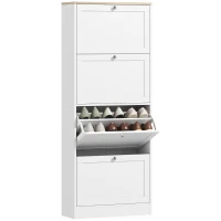 HOMCOM Modern Shoe Storage Cabinet with 4 Flip Drawers and Adjustable Shelves, Shoe Cabinet for 18-24 Pairs of Shoes, White(m-11)
