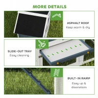 PawHut 63" Wooden Chicken Coop with Garden Bed, Small Outdoor Hen House with Nesting Box Removable Tray, Ramps Run, for Garden Backyard, Storm Gray(m-8)