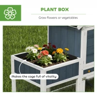PawHut 63" Wooden Chicken Coop with Garden Bed, Small Outdoor Hen House with Nesting Box Removable Tray, Ramps Run, for Garden Backyard, Storm Gray(m-7)