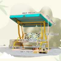 Qaba Kids Porch Swing, 2-Seater Patio Swing Bench with Safety Belts, Adjustable Canopy for Backyard, Garden, Green(m-3)