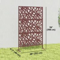 Outsunny Metal Outdoor Privacy Screen, Freestanding Outdoor Divider with Stand, 78" x 48", Dark Brown(m-3)