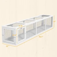 PawHut Wooden Cat Run with Weather Protection, Connecting Inside and Outside, 79"L x 15"W x 15"H, White(m-3)