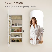 HOMCOM Jewelry Armoire Cabinet with Lights, Wall Mounted or Door Hanging Mirror Jewelry Cabinet with Full Length Mirror, White(m-4)