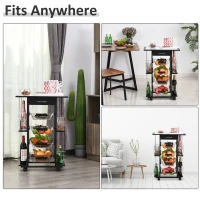 HOMCOM 4-Tier Kitchen Trolley Cart on Rolling Wheels with 4 Removable Baskets, 4 Side Rack  Organizer,Ceramics Tile Top(m-7)