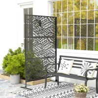 Outsunny Metal Outdoor Privacy Screen, Freestanding Outdoor Divider with Stand, 78" x 48", Black(m-9)