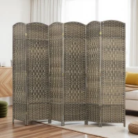 HOMCOM Folding Room Divider Screen 6 Panel 6' Tall Privacy Screen Freestanding Wood Partition for Home Office, Dark Rustic Oak(m-10)