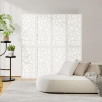 HOMCOM 4 Panel Room Divider, 5.6 FT Lightweight Folding Privacy Screen with Geometric Pattern for Living Room, Bedroom, White(m-10)