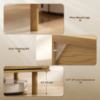 HOMCOM Handwoven Rope Accent Cabinet Boho Sideboard Buffet Cabinet with Push to Open Doors Adjustable Shelf Pine Wood Legs Oak(m-7)