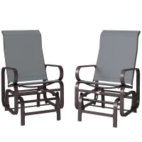 Outsunny Gliding Lounger Chair Set of 2, Single Rockers with Lightweight Metal & Mesh Construction, Gray(m-1)