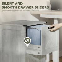 HOMCOM Vertical File Cabinet with 2 Drawers, Rustic Farmhouse Office Storage Cabinet for A4, Letter Size, Distressed Light Gray(m-7)