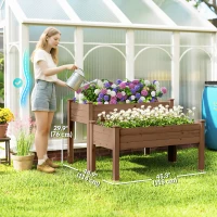 Outsunny 2 Tiers Raised Garden Bed, Wooden Elevated Planter Box with Legs, Gardening Planting Bed, Carbonised(m-3)