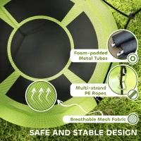 Qaba 100cm Diameter Nest Seat for Kids with Height Adjustable Hanging Ropes for Outdoor, Playground, Garden, Green(m-4)