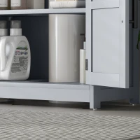 HOMCOM Farmhouse Pedestal Sink Storage Cabinet, Bathroom Sink Cabinet with 2 Barn Doors and Adjustable Shelf, Dark Gray(m-9)