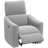 HOMCOM Power Recliner Chair, Linen-look Fabric Upholstered Recliner Chair with USB Ports, Footrest, Grey(m-11)