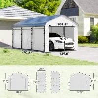 Outsunny Carport Replacement Sidewall Panel for 12' x 20' Carports, UPF50+ Waterproof Replacement Side Wall Cover, White(m-3)