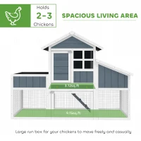 PawHut 63" Wooden Chicken Coop with Garden Bed, Small Outdoor Hen House with Nesting Box Removable Tray, Ramps Run, for Garden Backyard, Storm Gray(m-4)