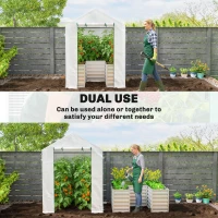 Outsunny Greenhouse with Raised Garden Bed, Galvanized Metal Planter Box with PE Cover, Roll Up Door, 56" x 56" x 75", White(m-4)