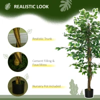 HOMCOM 5ft Artificial Tree Ficus, Indoor Fake Plant with Pot, for Home Decor(m-4)