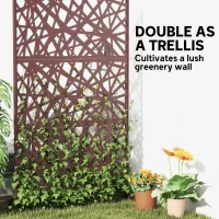 Outsunny Metal Outdoor Privacy Screen, Freestanding Outdoor Divider with Stand, 78" x 48", Dark Brown(m-5)