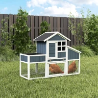 PawHut 63" Wooden Chicken Coop with Garden Bed, Small Outdoor Hen House with Nesting Box Removable Tray, Ramps Run, for Garden Backyard, Storm Gray(m-10)