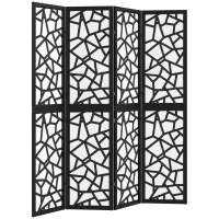 HOMCOM 4 Panel Room Divider, 5.6 FT Lightweight Folding Privacy Screen with Geometric Pattern for Living Room, Bedroom, Black(m-2)