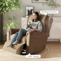 HOMCOM Power Recliner Chair, Fabric Upholstered Recliner Chair with USB Ports, Swivel and Rocking Function, Footrest(m-6)