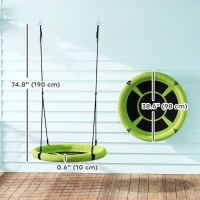 Qaba 100cm Diameter Nest Seat for Kids with Height Adjustable Hanging Ropes for Outdoor, Playground, Garden, Green(m-3)
