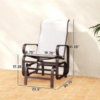 Outsunny Gliding Lounger Chair Set of 2, Single Rockers with Lightweight Metal & Mesh Construction, Beige(m-3)