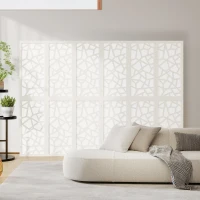 HOMCOM 6 Panel Room Divider, 5.6 FT Lightweight Folding Privacy Screen with Geometric Pattern for Living Room, Bedroom, White(m-10)