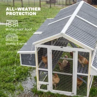 PawHut Wooden Chicken Coop, Outdoor Hen House with 2 Feeders, 2 Nesting Boxes, 2 Roosting Bars, Ramps, Waterproof Roof(m-8)
