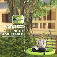 Qaba 100cm Diameter Nest Seat for Kids with Height Adjustable Hanging Ropes for Outdoor, Playground, Garden, Green(m-6)