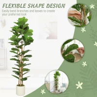 HOMCOM 6FT Artificial Fiddle Leaf Fig Tree, Fake Potted Tree with Solid Wood Trunks and Lifelike Leaves for Indoor Decor, Green(m-6)