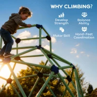 Qaba Climbing Dome, 6FT Geometric Dome Climber, Indoor Outdoor Jungle Gym Playground for Kids 3-8 Boys Girls, Green(m-9)