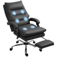 Vinsetto Microfibre Massage Office Chair, Reclining Chair with Footrest, Double-tier Padding, Swivel Wheels, Black(m-11)